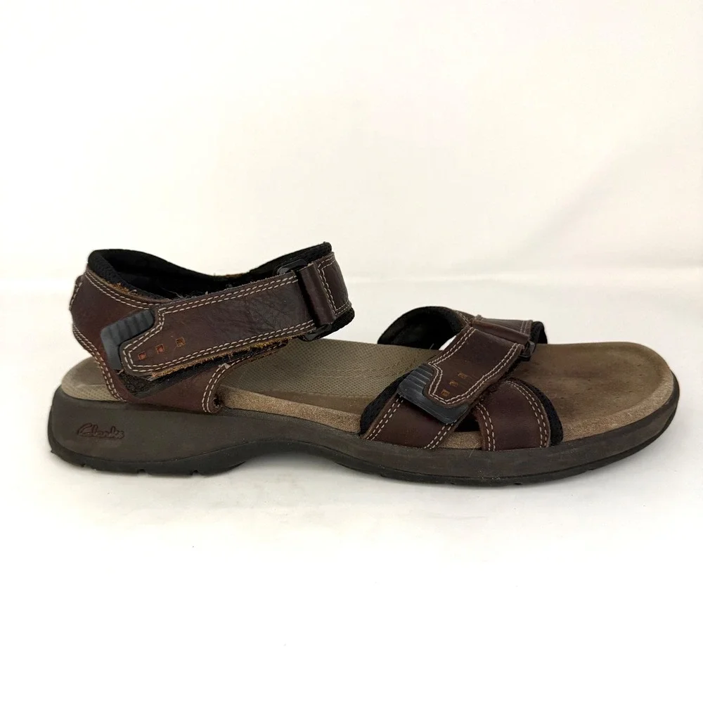 Clarks Mens Brown Leather Adjustable Strap‎ Sports Trail Sandals 14M 78705